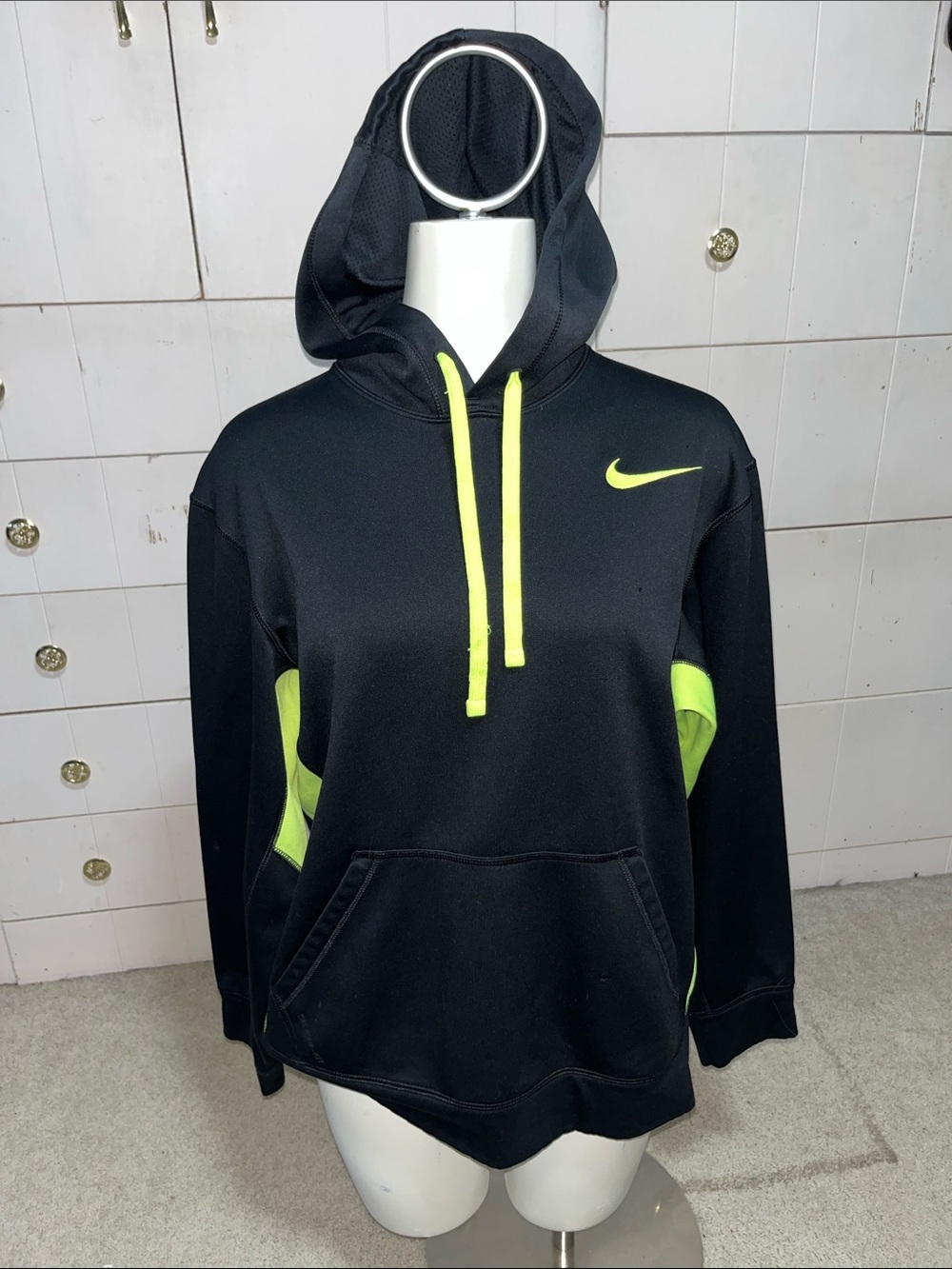 Nike Black Pullover Hoodie with Neon Lime Swoosh